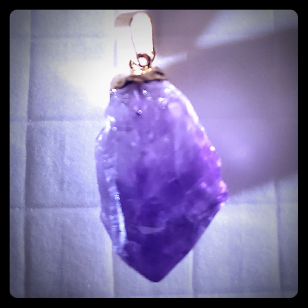 Amethyst Pendant in Yellow Gold Plated Setting NEW